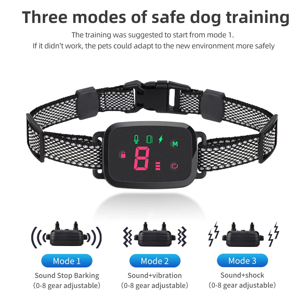 Smart Anti-Bark Dog Collar HD Display Waterproof
